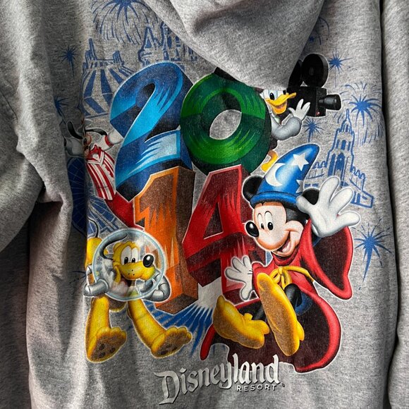 Vintage 2014 Disneyland Characters Mickey Hoodie Gray Zip Up Hoodie Sweatshirt - Picture 6 of 6